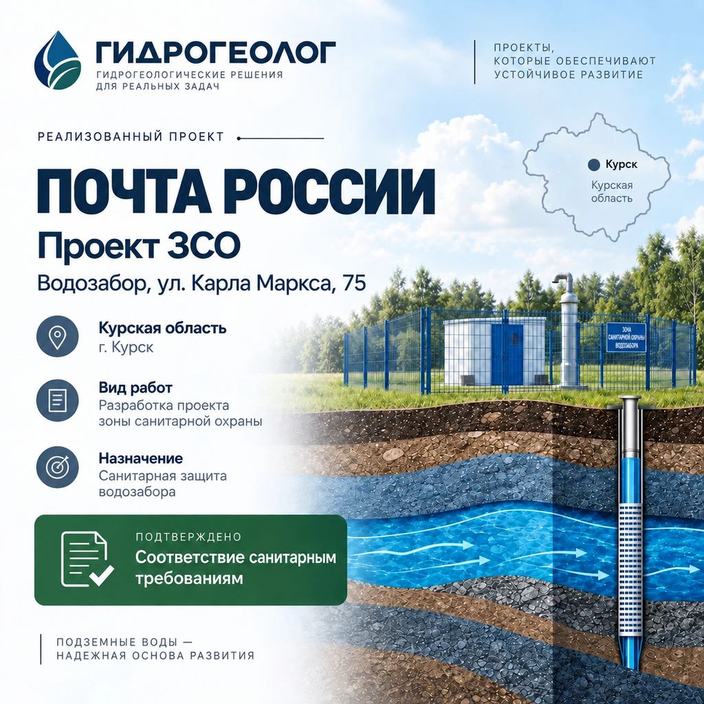 Обложка кейса АО «Почта России» — проект ЗСО водозабора в Курске
