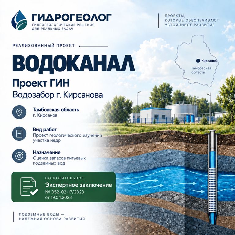 Обложка кейса ООО «Водоканал» — проект ГИН для водозабора Кирсанова, Тамбовская область